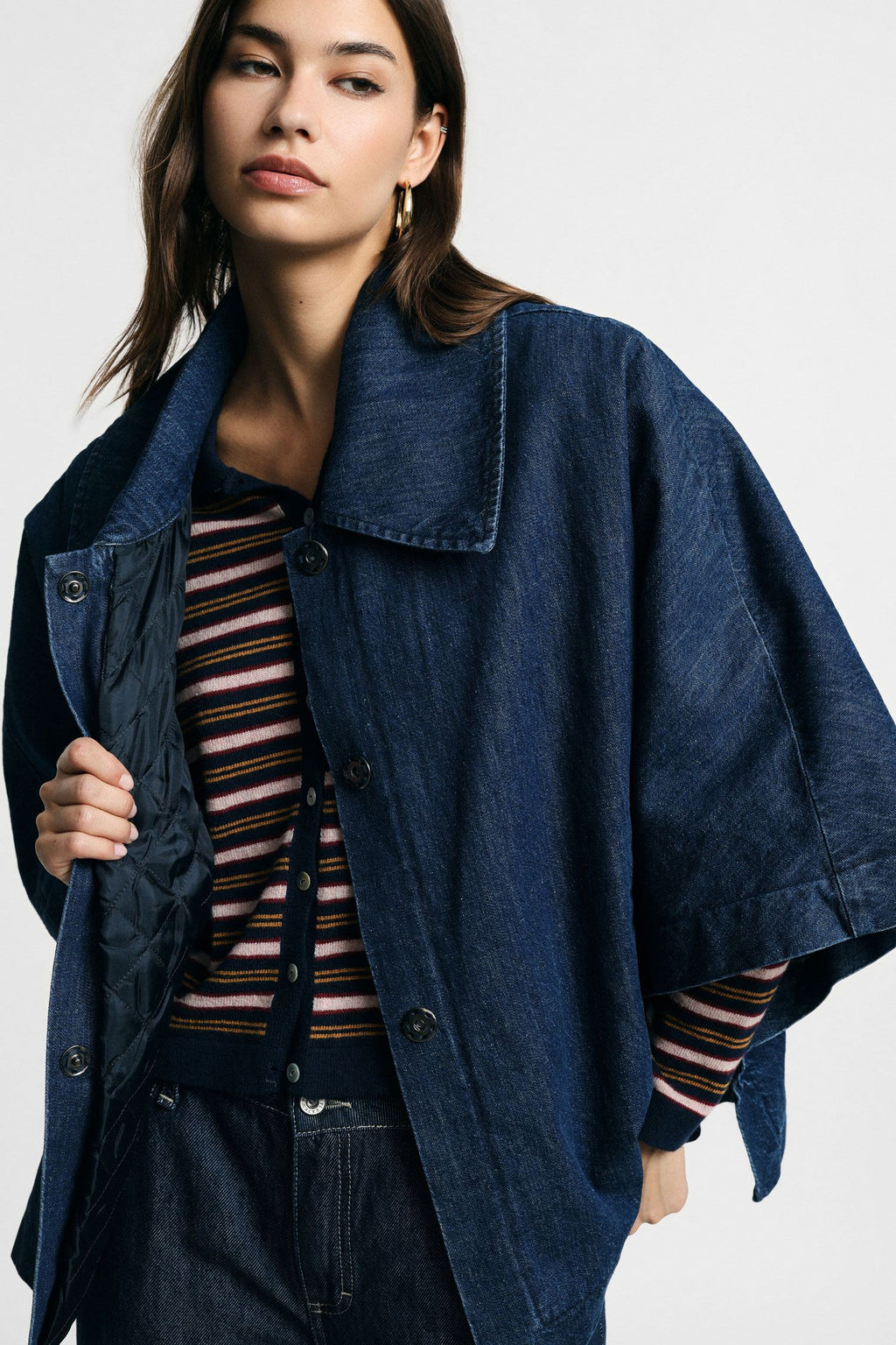 Giacca in denim con maniche ampie e bottoni Please - Blu Denim
