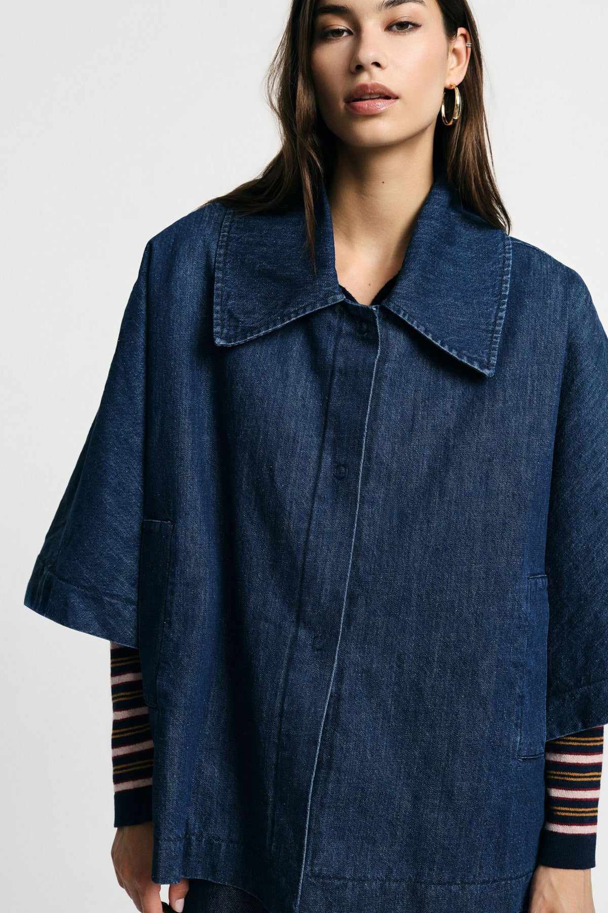 Giacca in denim con maniche ampie e bottoni Please - Blu Denim