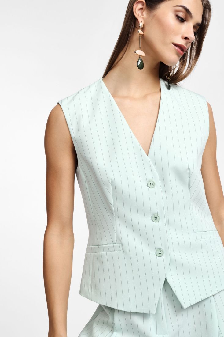 Gilet Please gessato con bottoni - verde chiaro