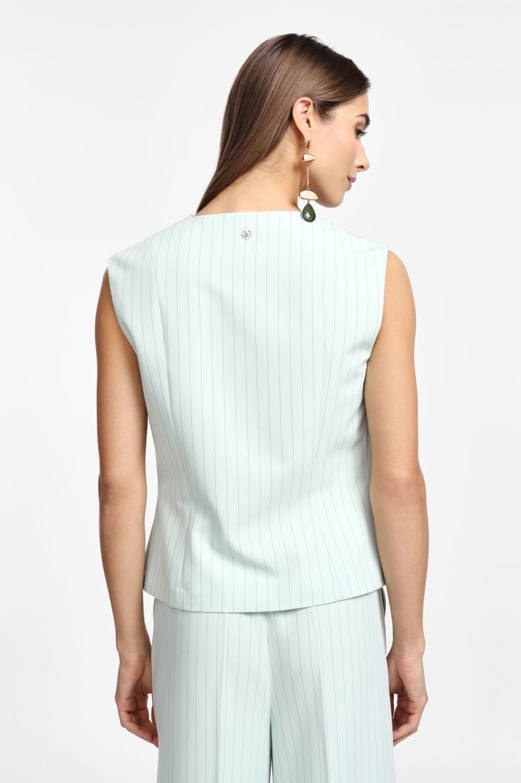 Gilet Please gessato con bottoni - verde chiaro