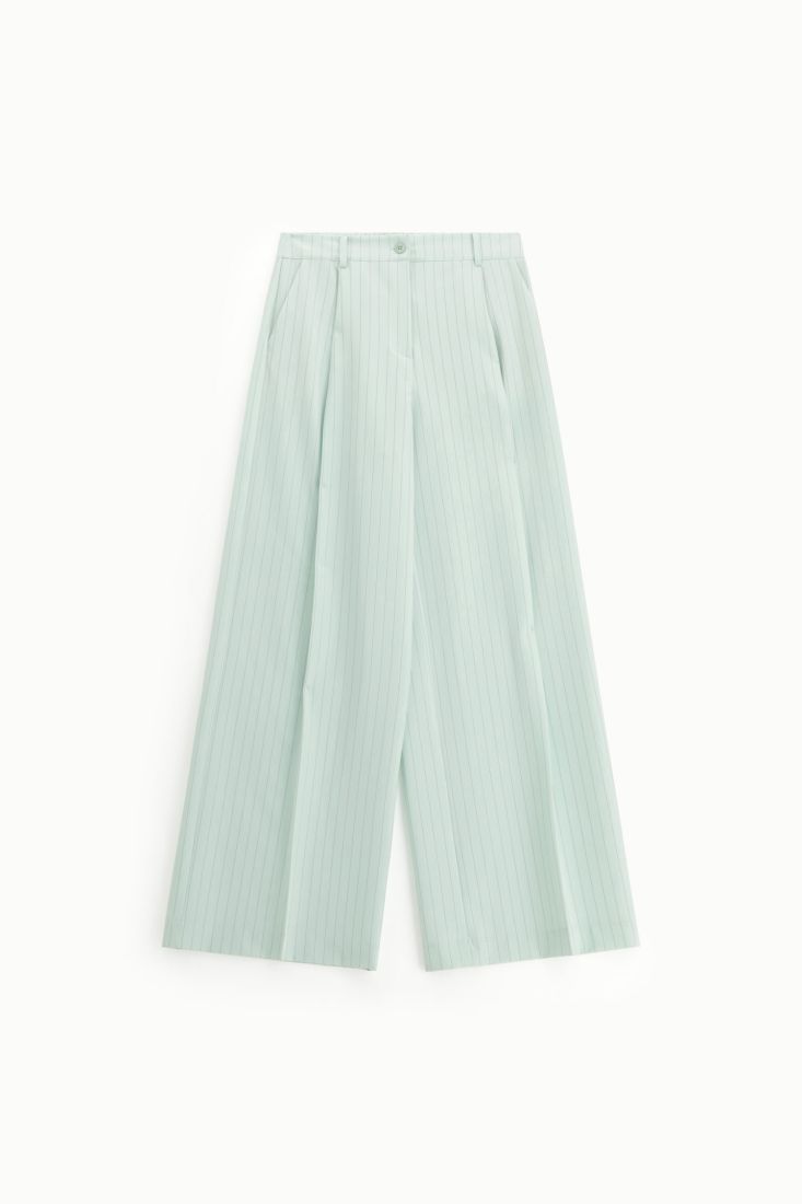 Pantaloni Please palazzo gessati - Verde Chiaro