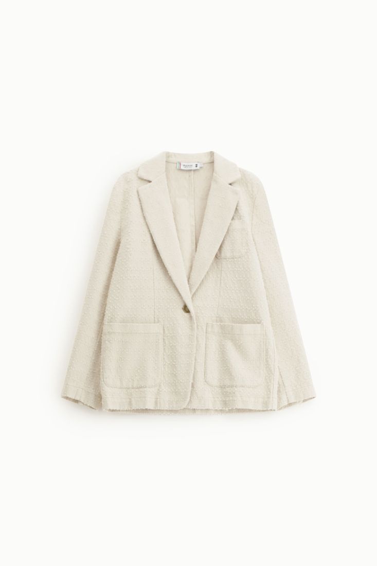 Blazer regular-fit con tasche frontali applicate - Ecru