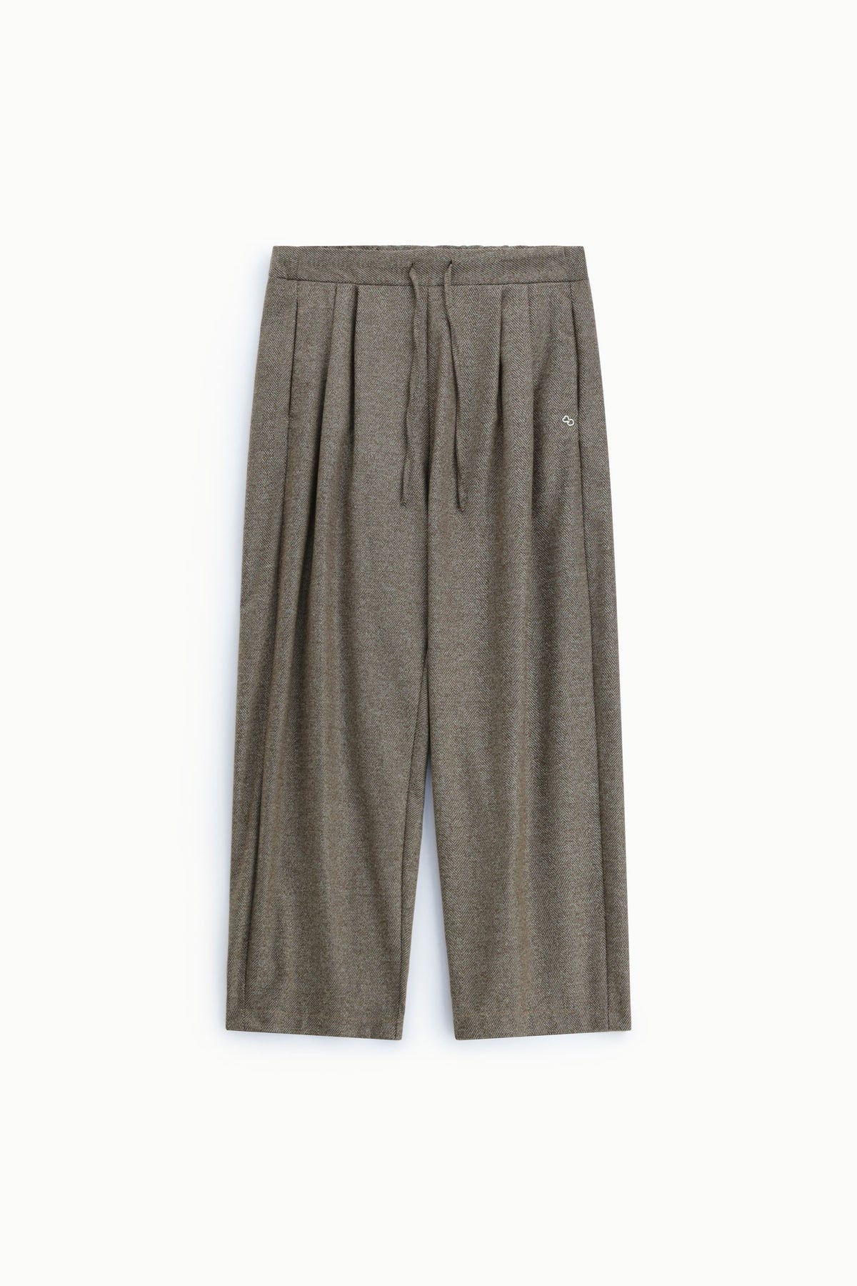 Pantaloni palazzo con pinces e cintura regolabile Please - Tortora