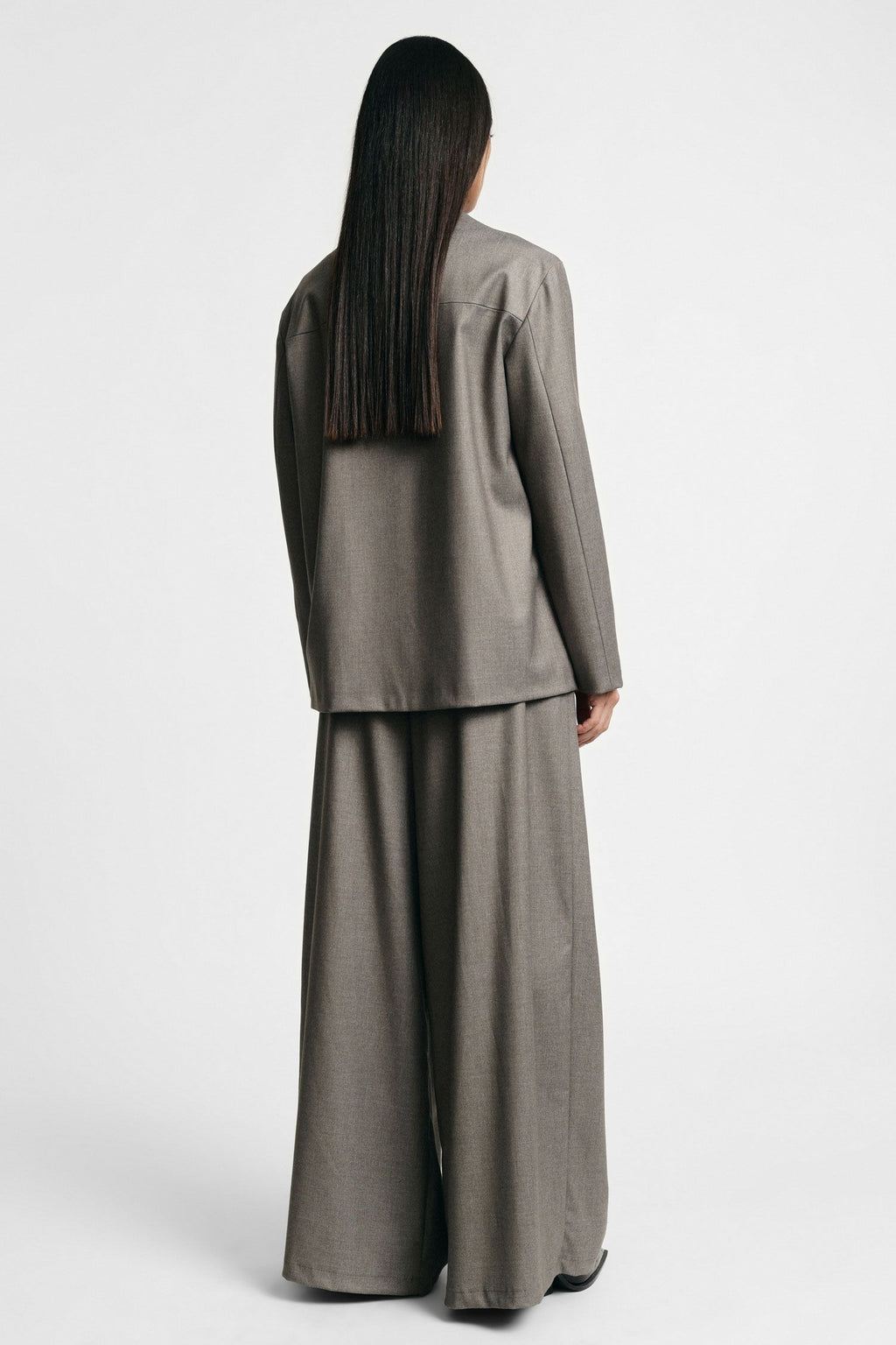 Pantaloni palazzo vita alta con pinces Please - Tortora