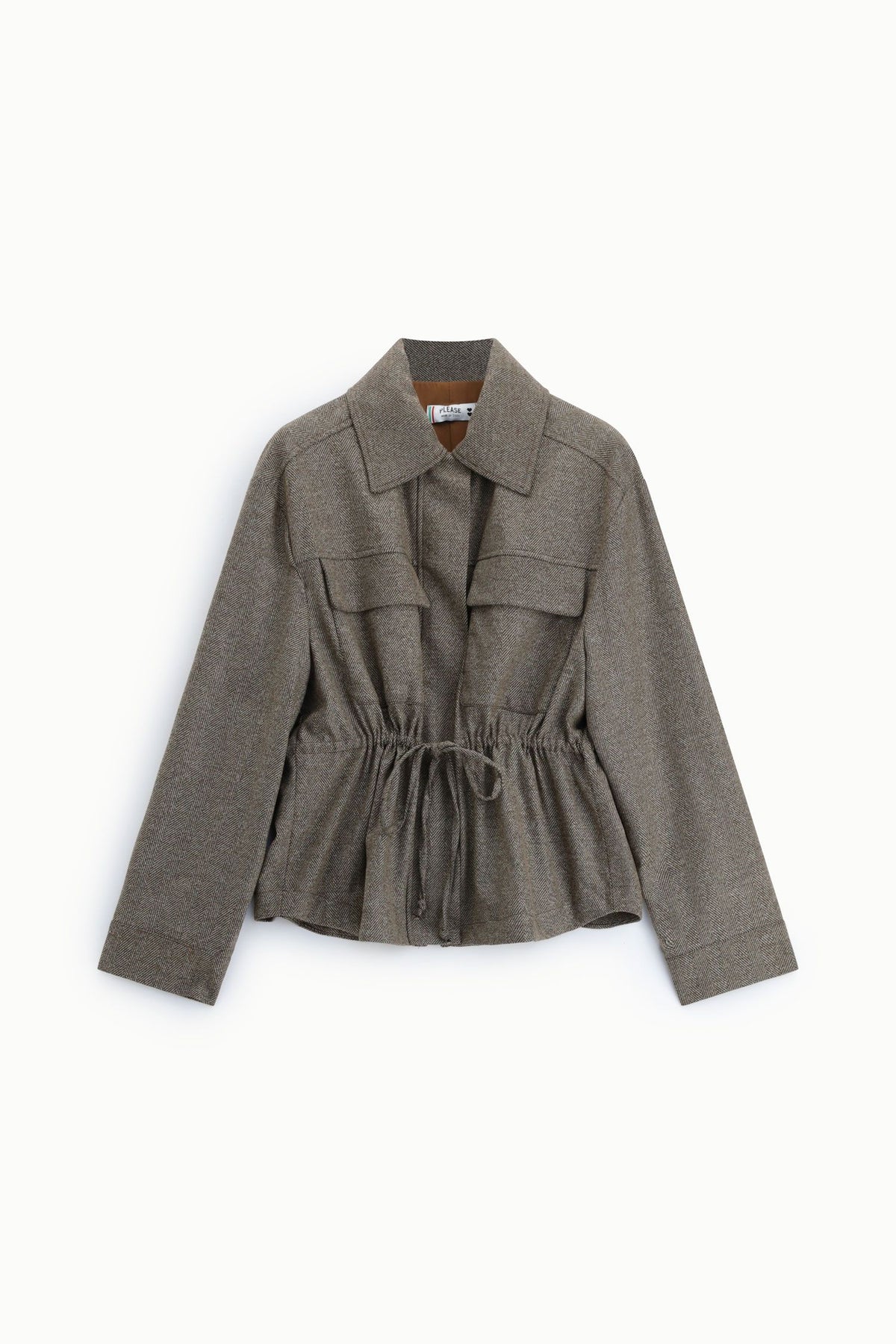 Giacca camicia con zip e tasche frontali Please - Tortora