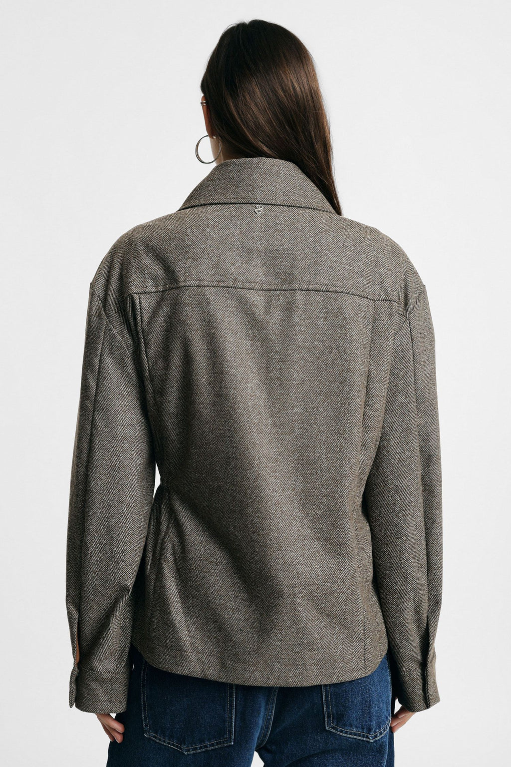 Giacca camicia con zip e tasche frontali Please - Tortora