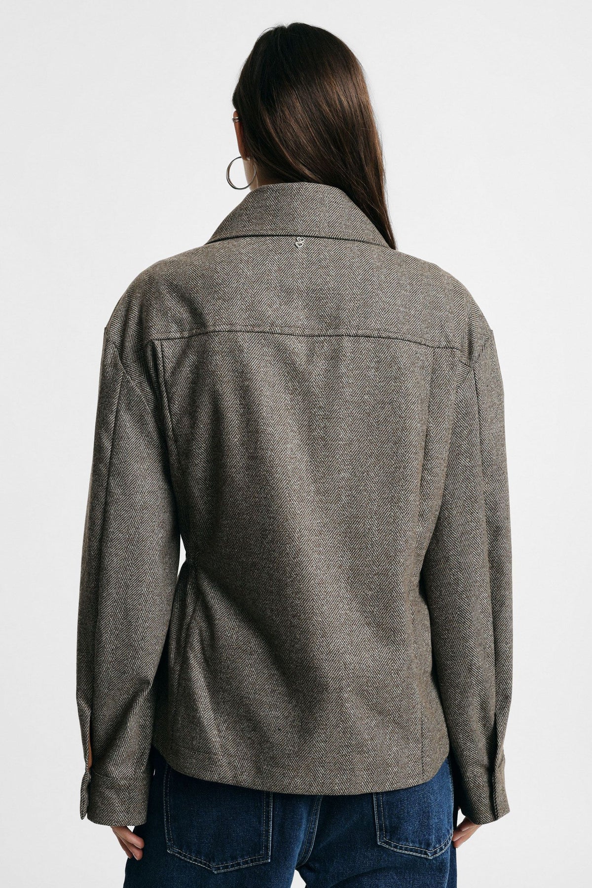 Giacca camicia con zip e tasche frontali Please - Tortora