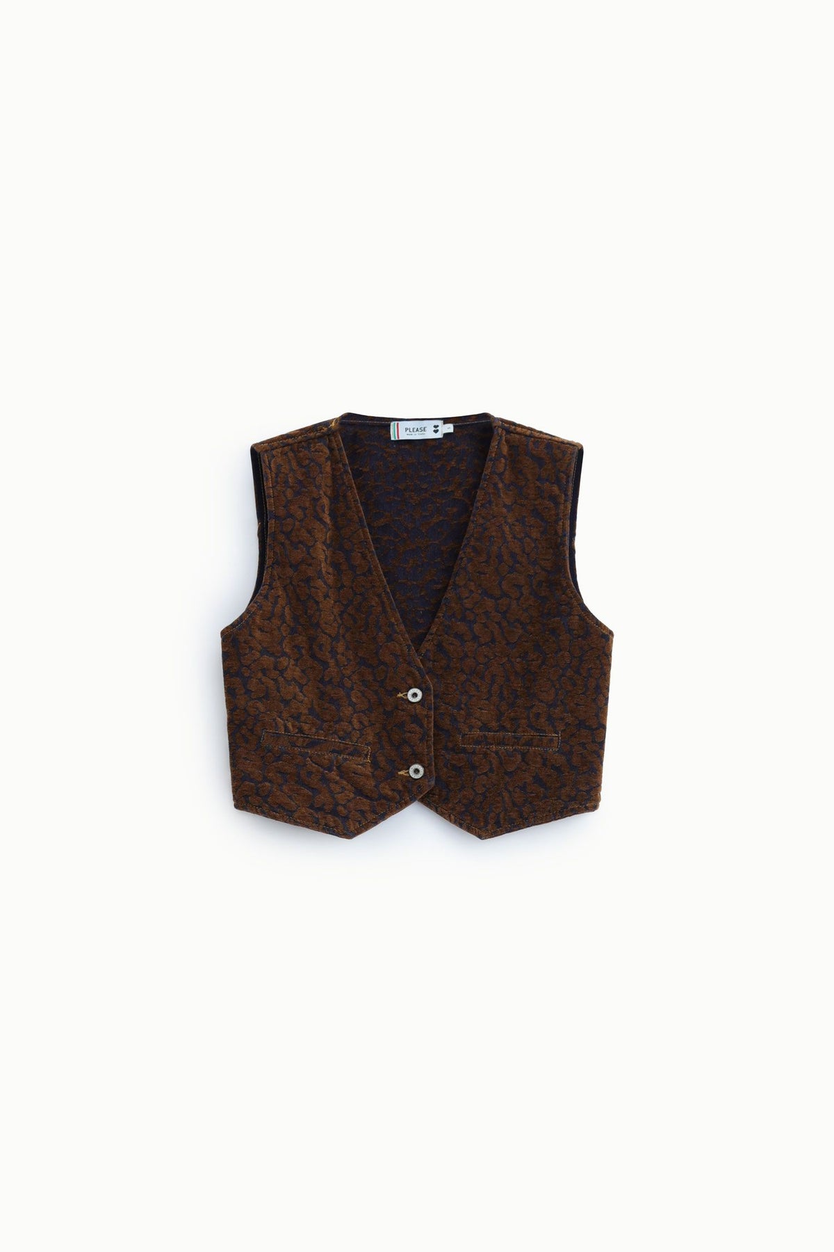 Gilet corto in flocked animalier Please - Tabacco
