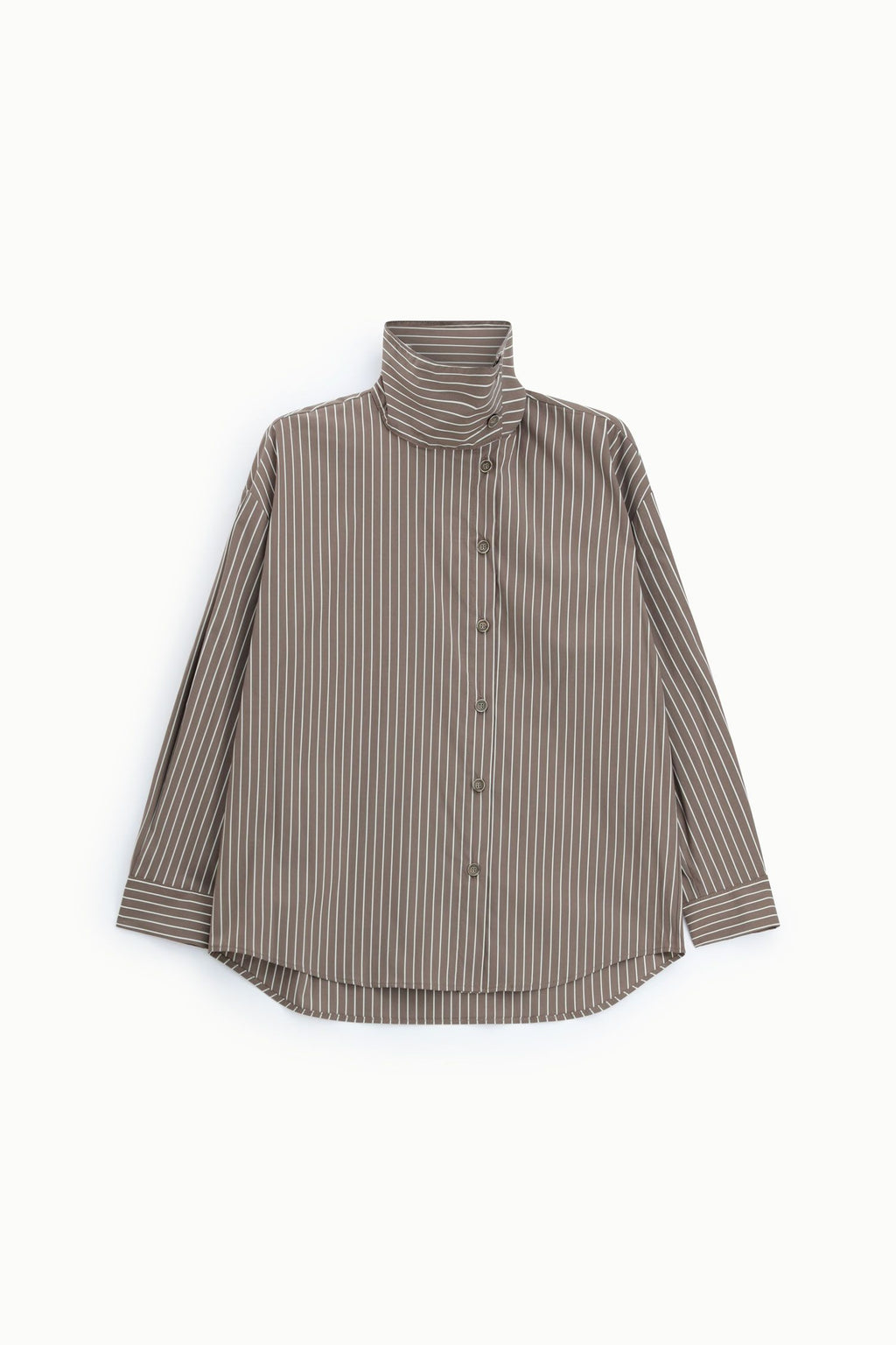 Camicia a righe collo alto bottoni asimmetrici Please - Moro