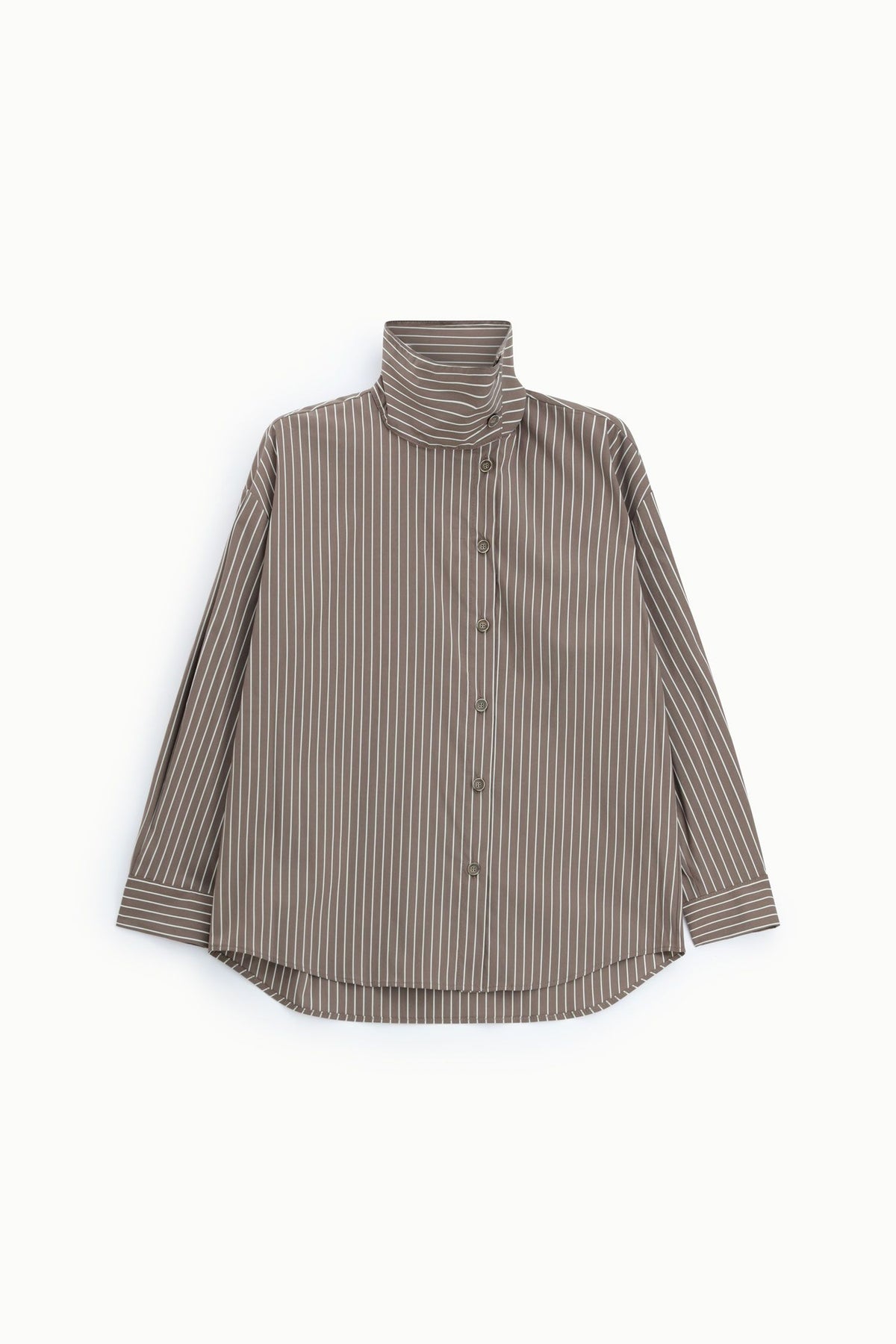 Camicia a righe collo alto bottoni asimmetrici Please - Moro