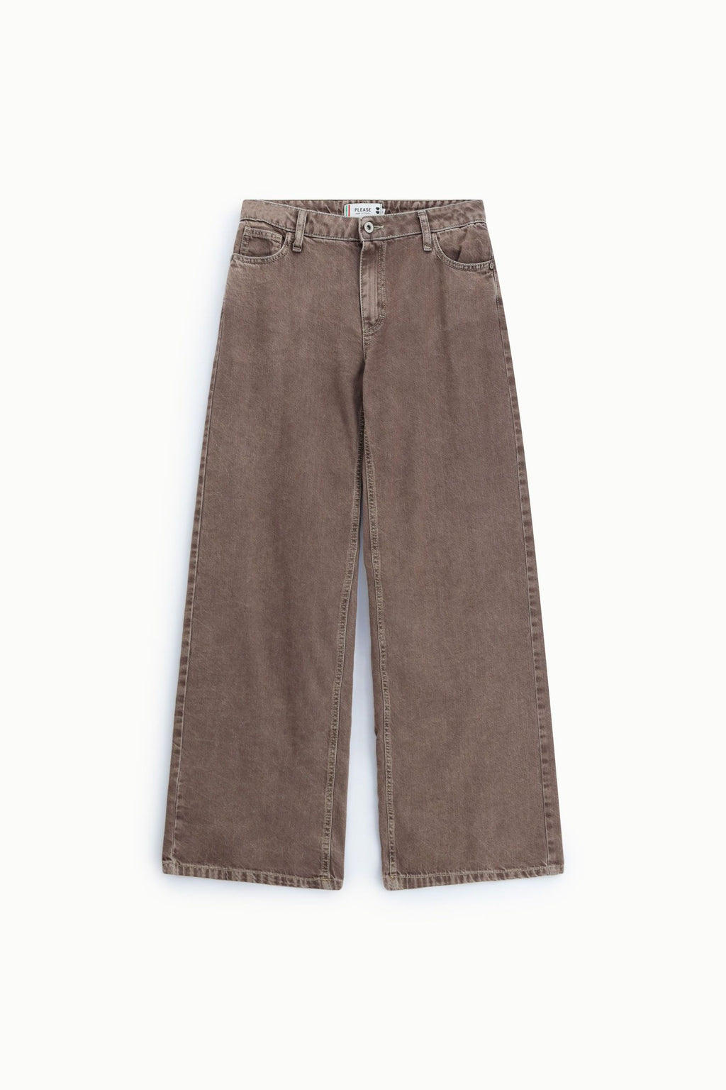 Jeans palazzo gamba dritta con lavaggio Please - Moro