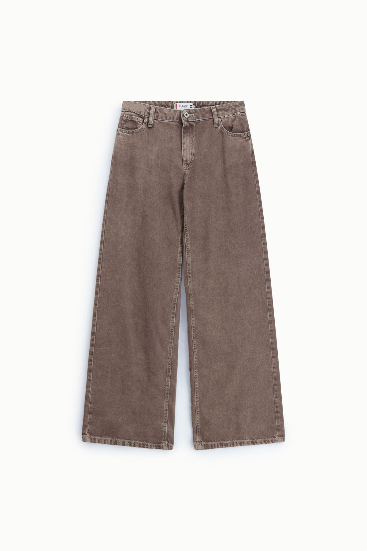 Jeans palazzo gamba dritta con lavaggio Please - Moro