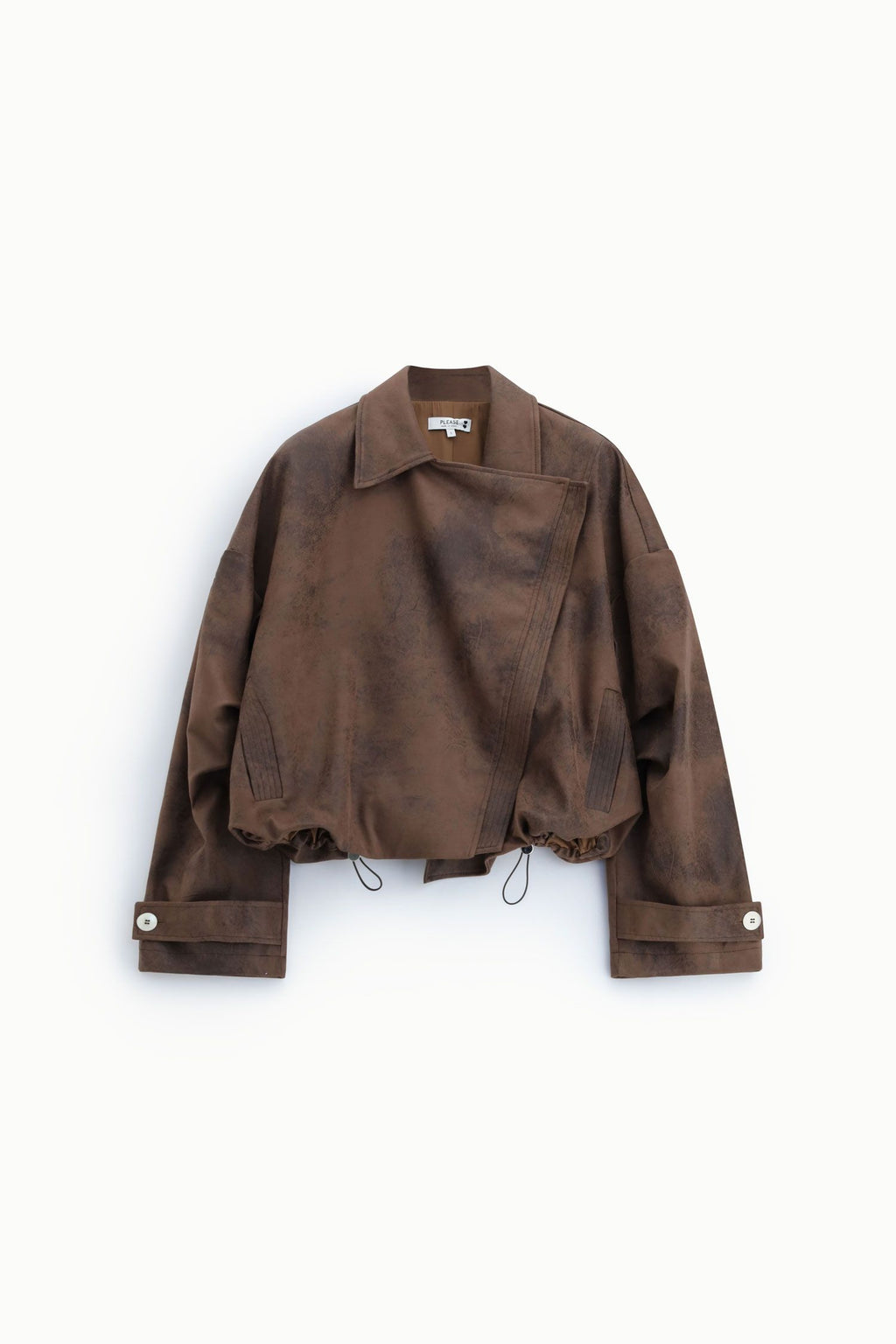 Giacca in stile biker con zip e coulisse - Moro