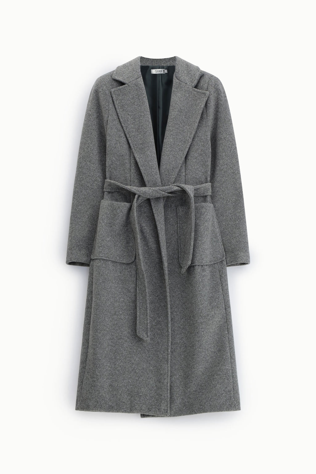 Cappotto lungo con cintura e tasche ampie Please - Grigio