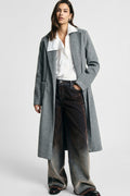 Cappotto lungo con cintura e tasche ampie Please - Grigio