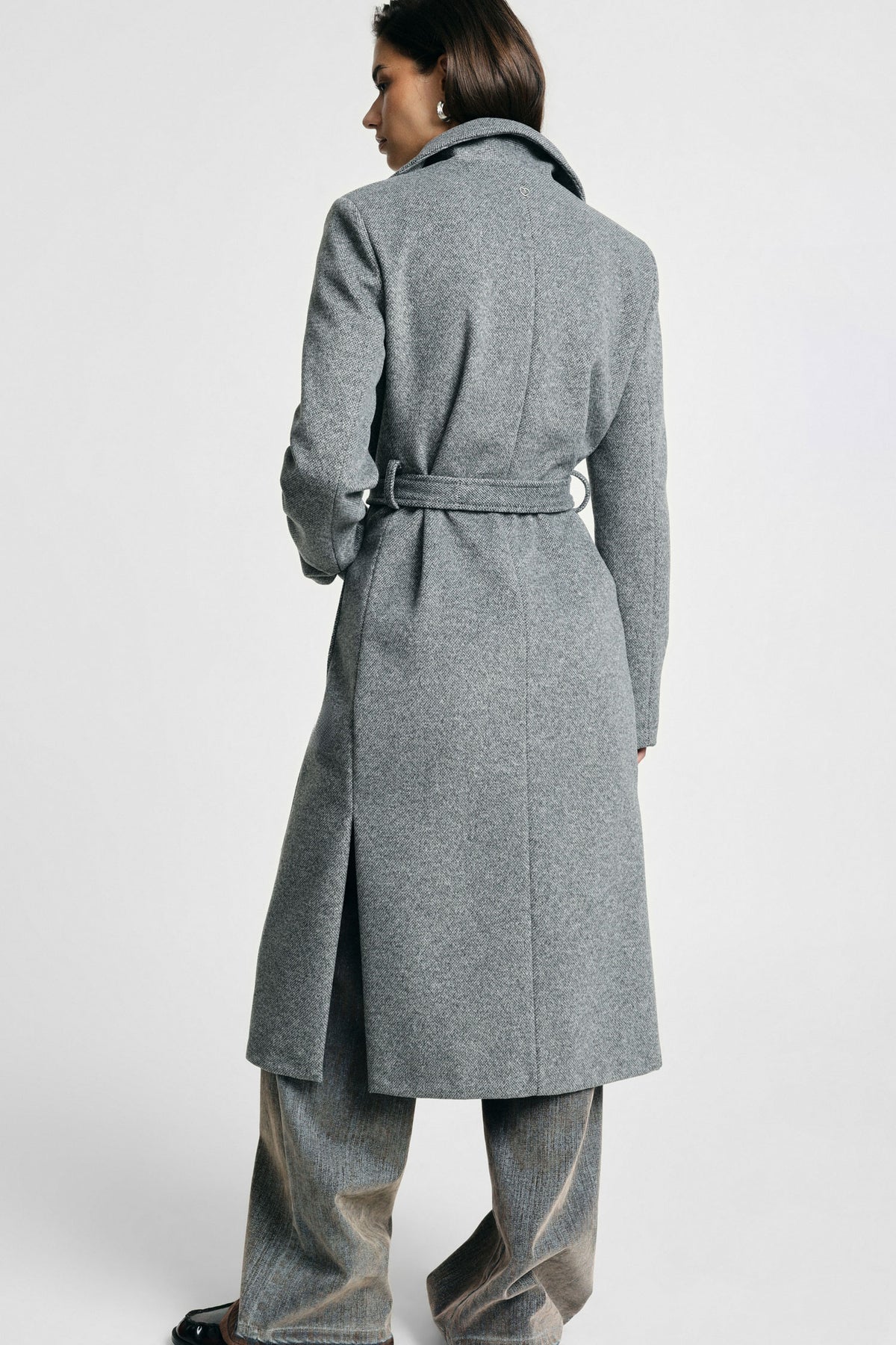 Cappotto lungo con cintura e tasche ampie Please - Grigio