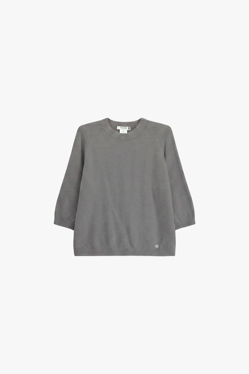 Maglione girocollo maniche 3/4 tinta unita Please - Azzurro