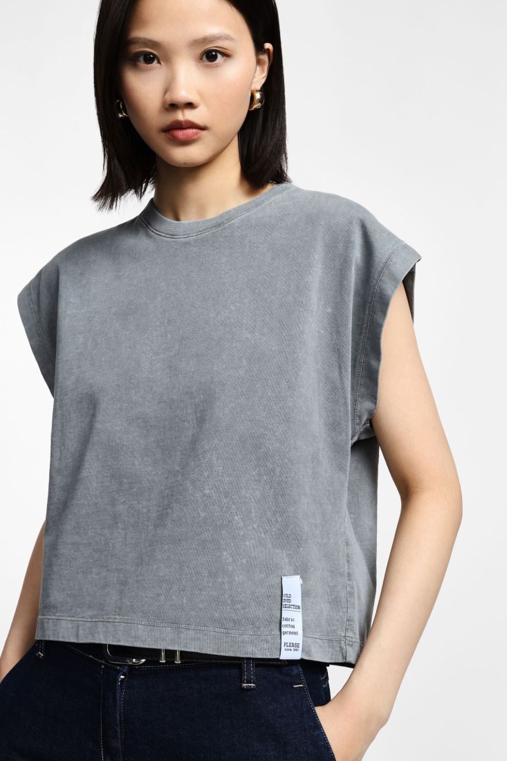 Top donna senza maniche quotidiano - Grigio