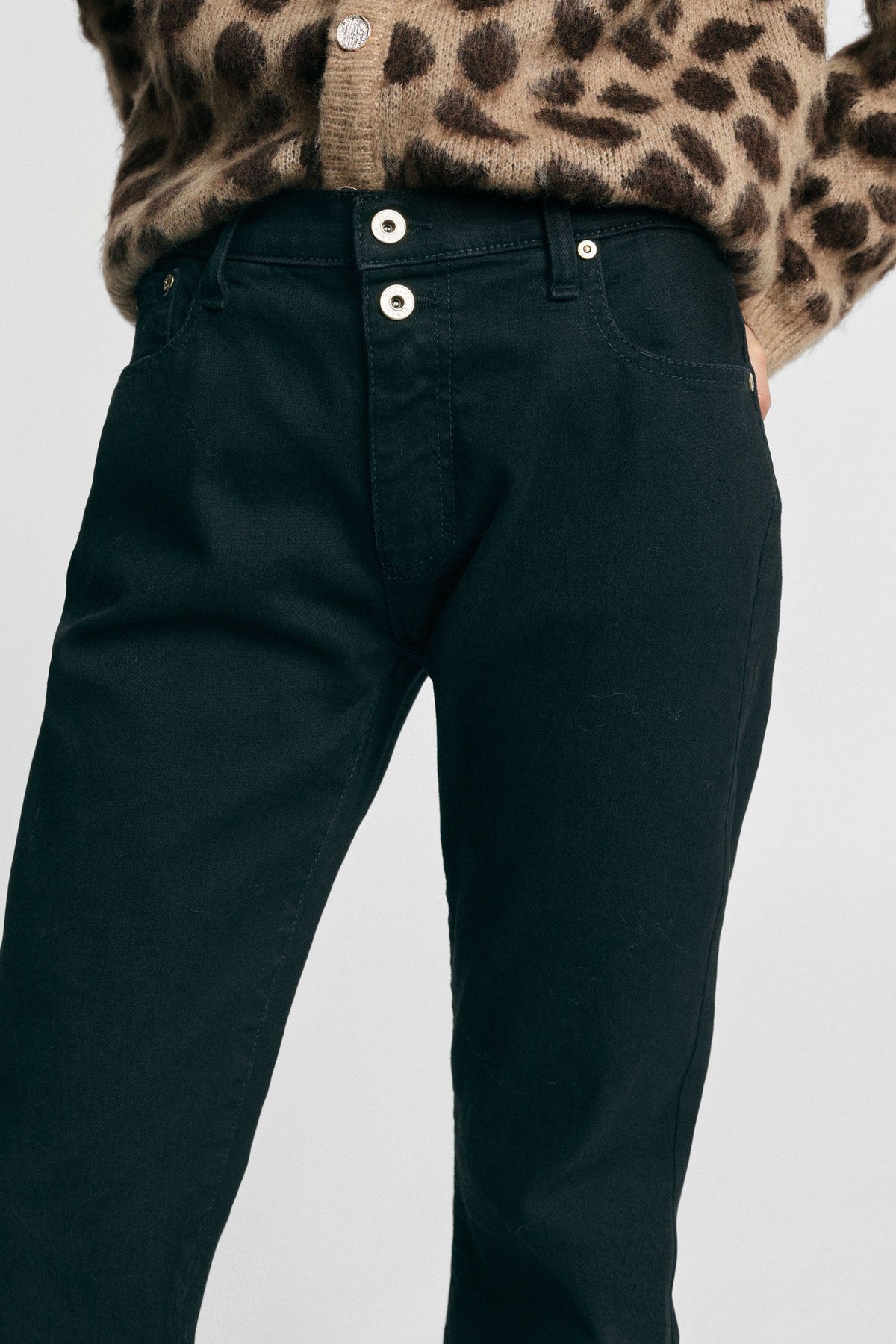 Pantaloni a sigaretta con doppio bottone Please - Nero Denim