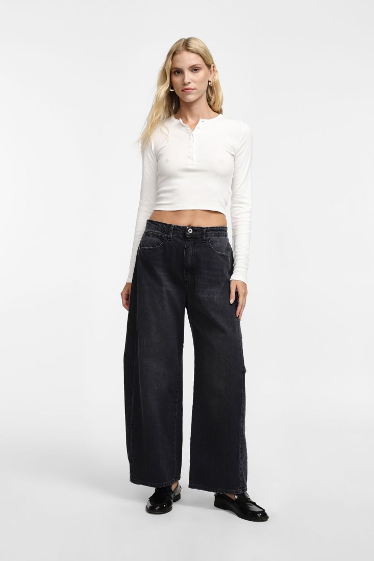 Jeans Please a gamba larga con vita alta