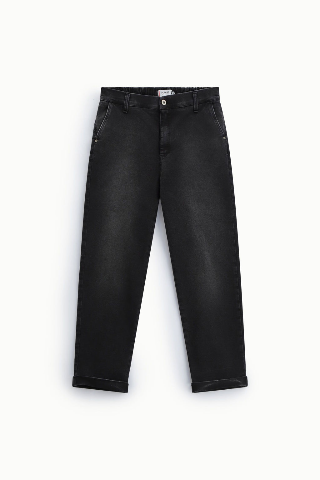 Jeans mom-fit con risvolto e vita alta Please - Nero