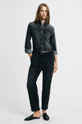 Jeans mom-fit con risvolto e vita alta Please - Nero