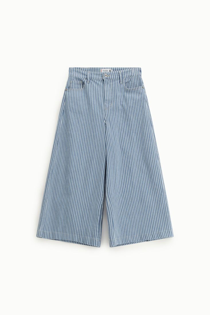 Jeans Please a gamba ampia a righe con vita alta -