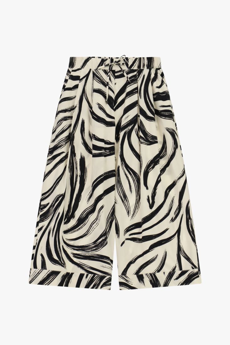 Pantaloni palazzo stampa fantasia a vita alta
