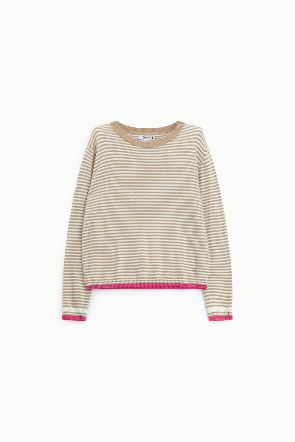 Maglione a righe con dettagli a contrasto Please - Beige/Panna