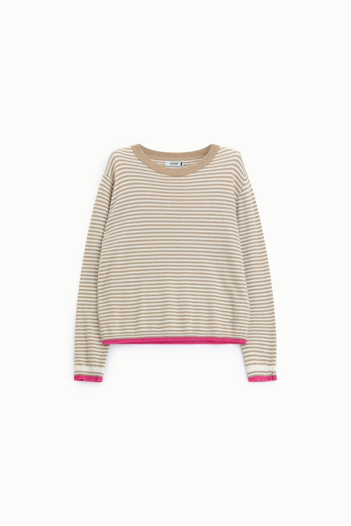 Maglione a righe con dettagli a contrasto Please - Beige/Panna