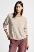 Maglione a righe con dettagli a contrasto Please - Beige/Panna