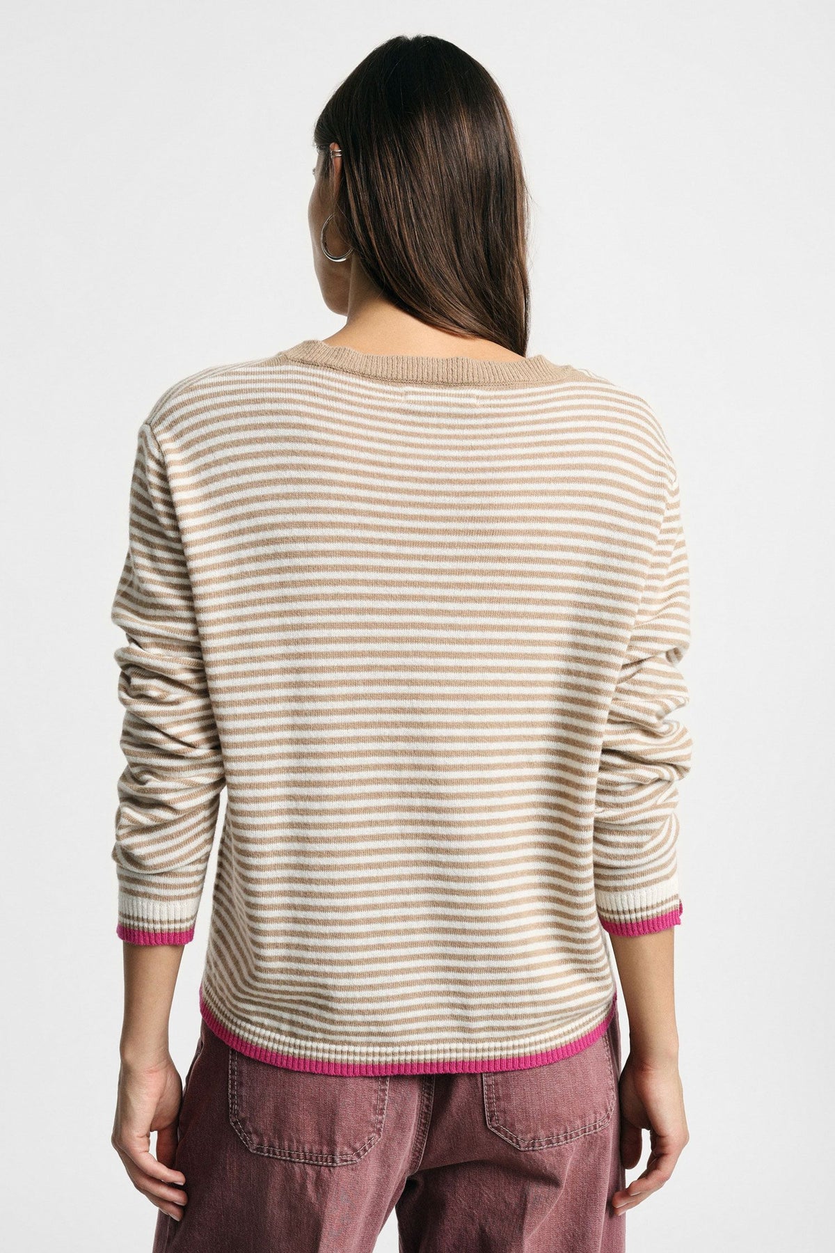 Maglione a righe con dettagli a contrasto Please - Beige/Panna