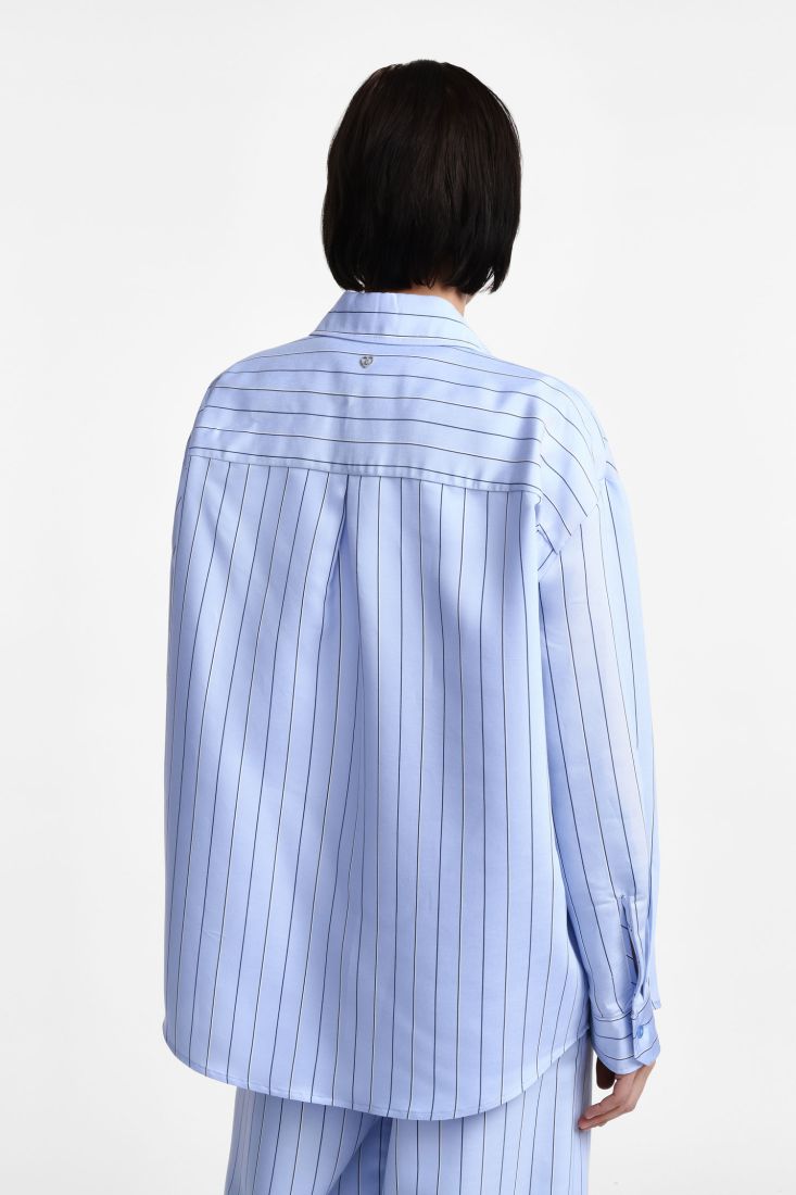 Camicia a righe con bottoni - Azzurro/Blu