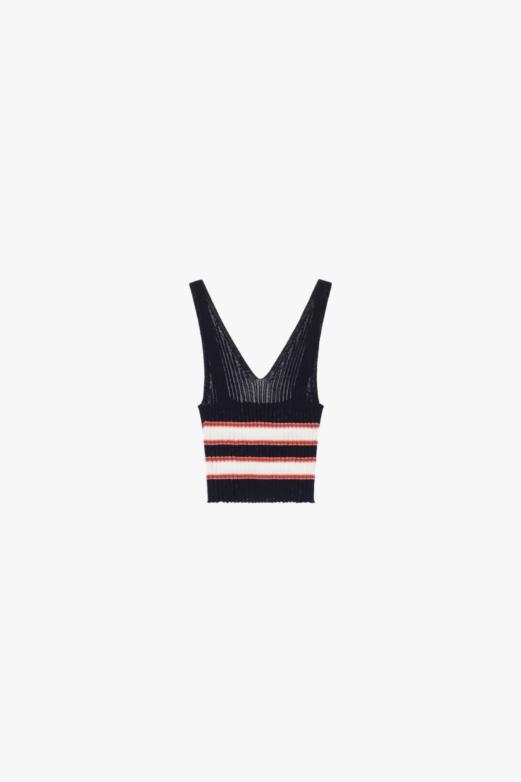 Top in maglia a righe - Blu-Bianco