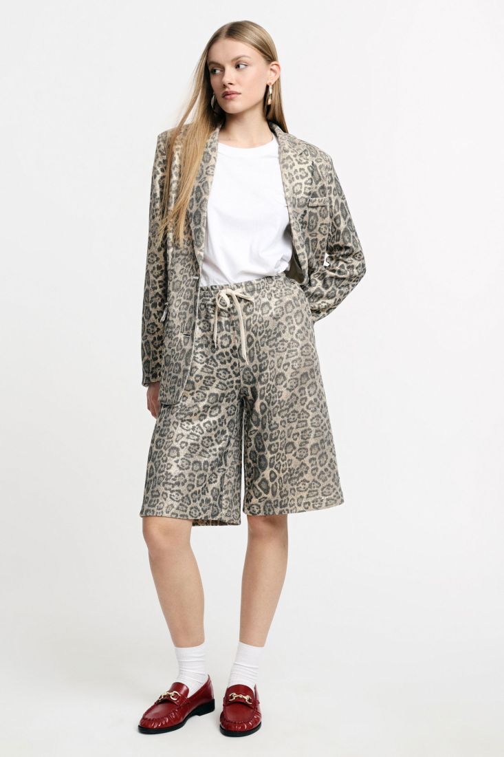 Bermuda shorts stampa animalier con coulisse