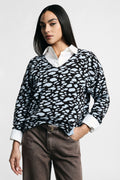 Maglione stampa animalier  scollo a v  Please - Moro\Azzurro