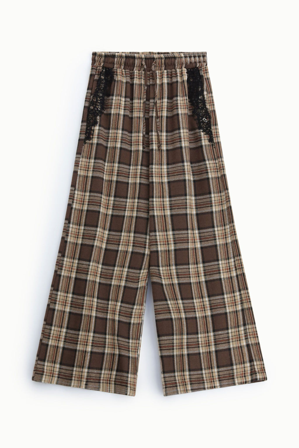 Pantaloni palazzo a quadri con coulisse Please - Beige/Moro
