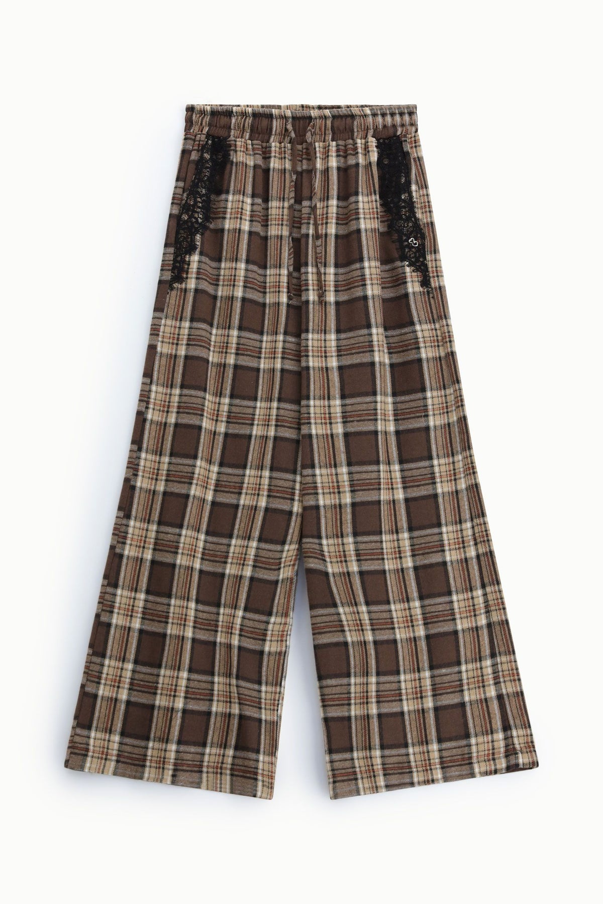 Pantaloni palazzo a quadri con coulisse Please - Beige/Moro