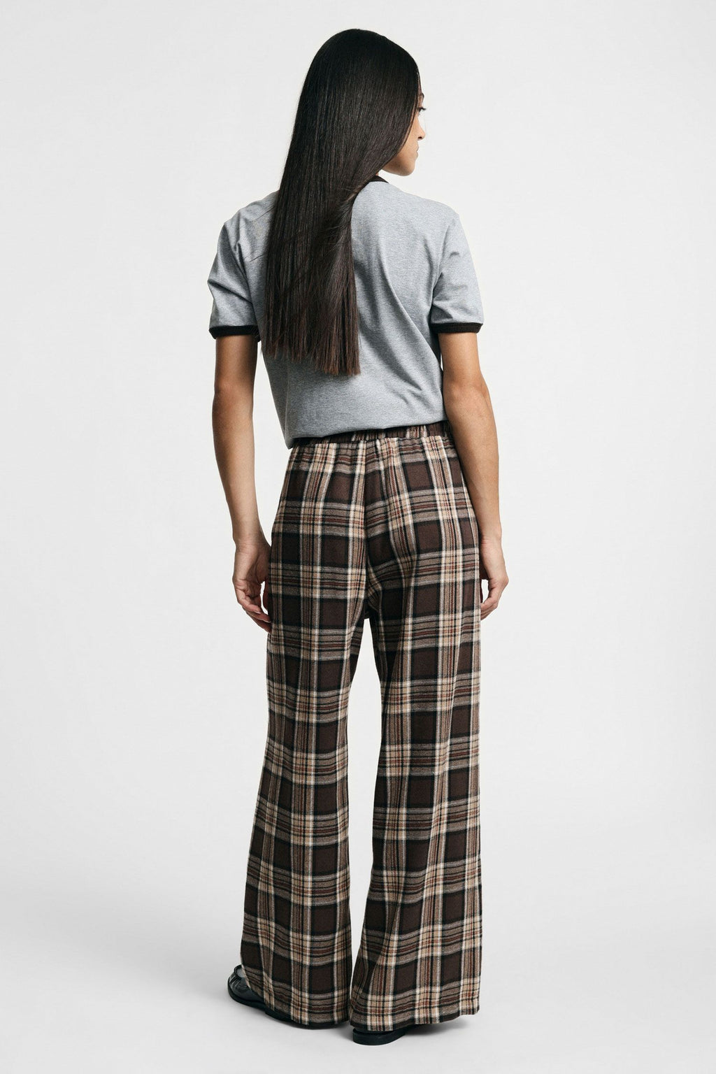 Pantaloni palazzo a quadri con coulisse Please - Beige/Moro