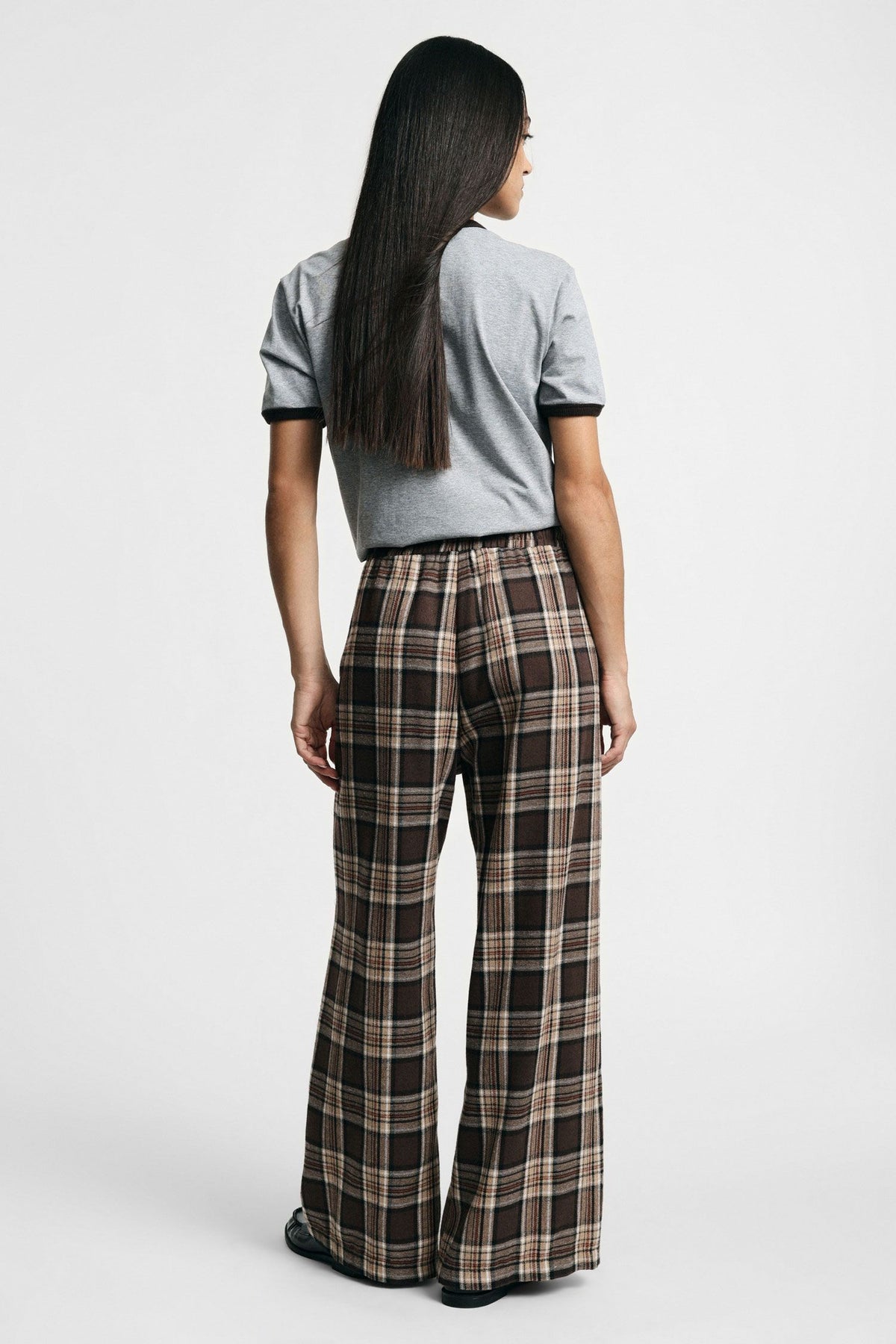 Pantaloni palazzo a quadri con coulisse Please - Beige/Moro