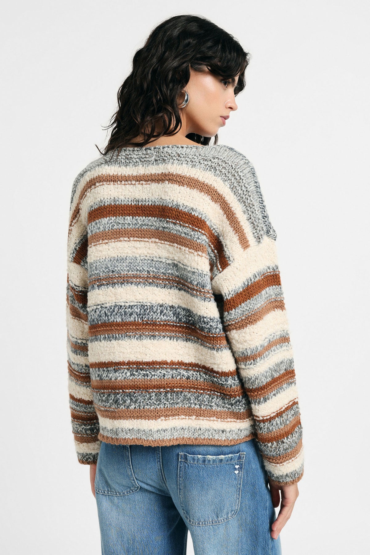 Maglione pullover a righe con maniche lunghe Please - Multicolor