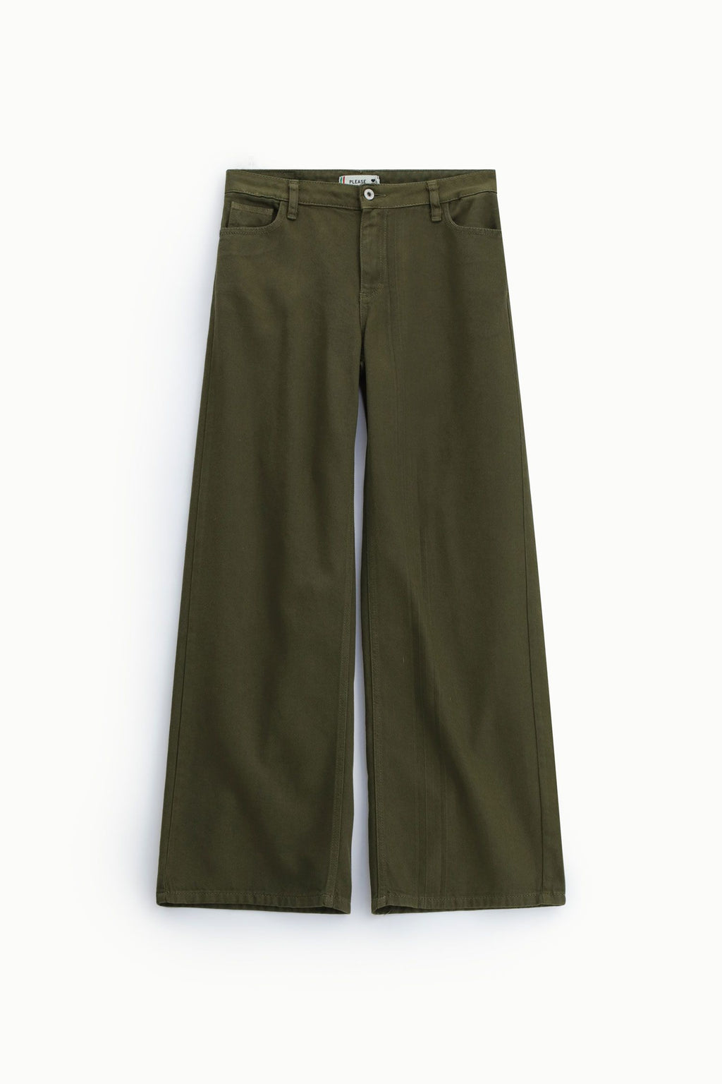 Pantaloni palazzo gamba dritta cinque tasche Please - Warm Kaki