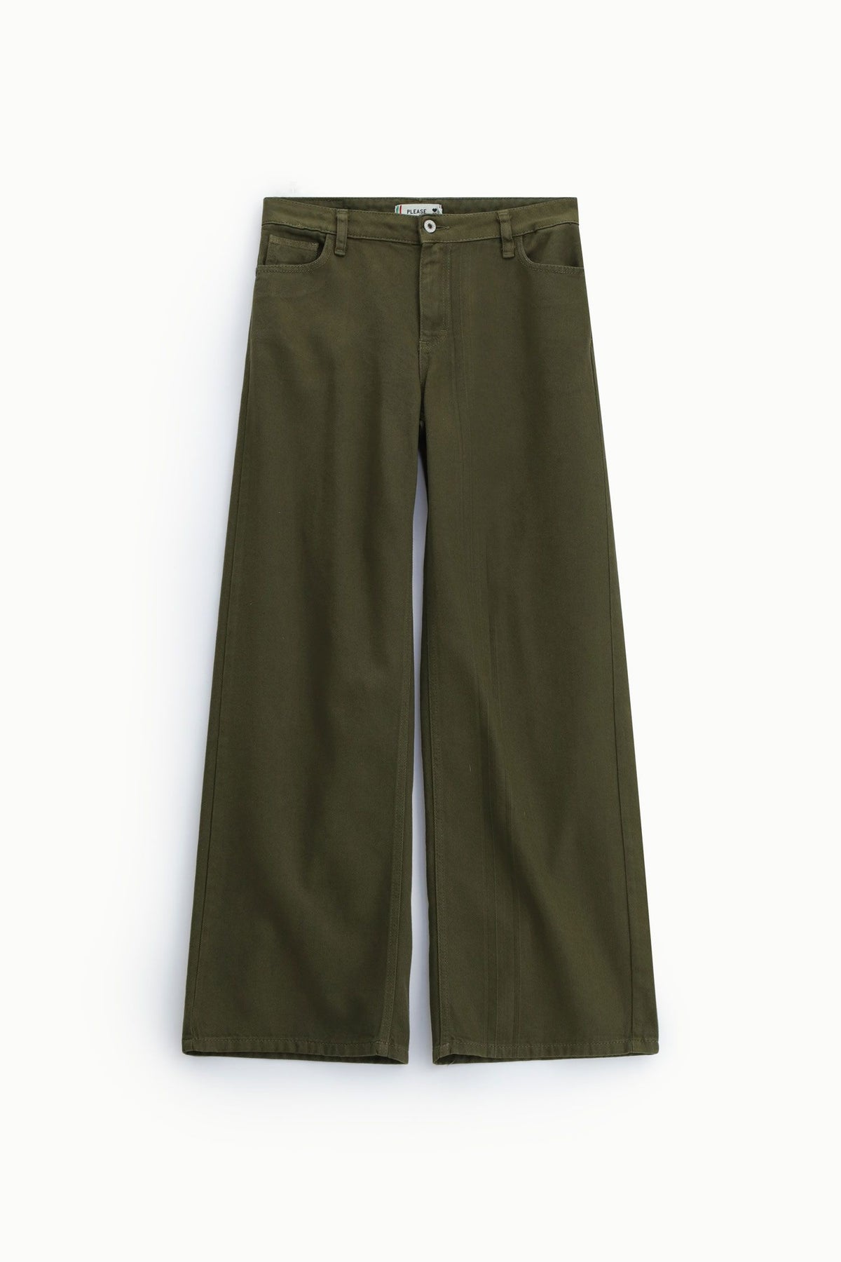 Pantaloni palazzo gamba dritta cinque tasche Please - Warm Kaki