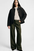 Pantaloni palazzo gamba dritta cinque tasche Please - Warm Kaki