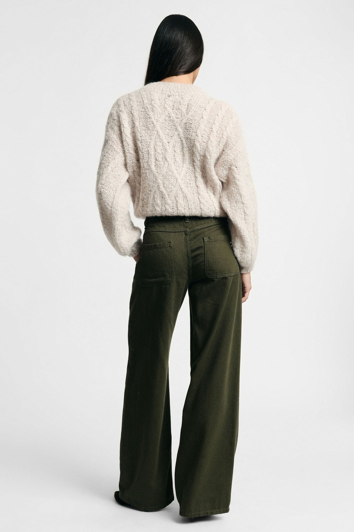 Pantaloni palazzo gamba dritta cinque tasche Please - Warm Kaki