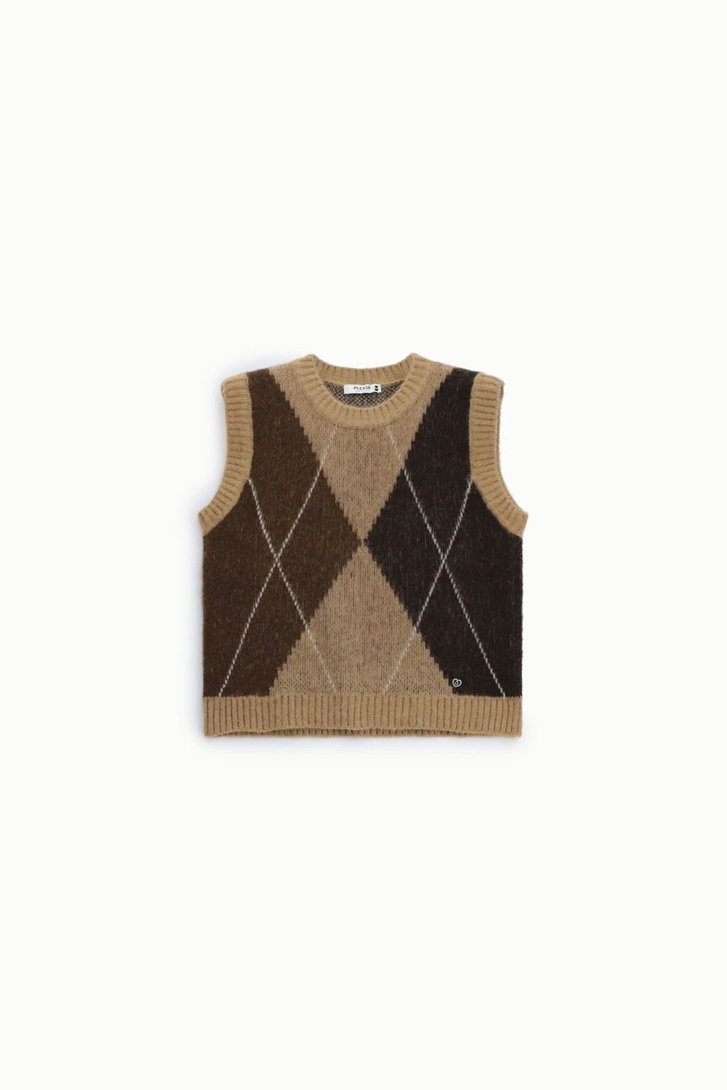 Maglia gilet a rombi girocollo Please - Tortora/Moro