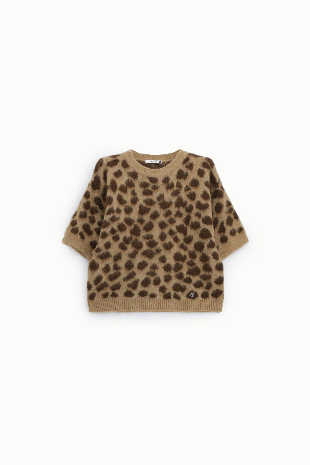 Maglione stampa animalier con maniche al gomito Please - Tortora/Moro