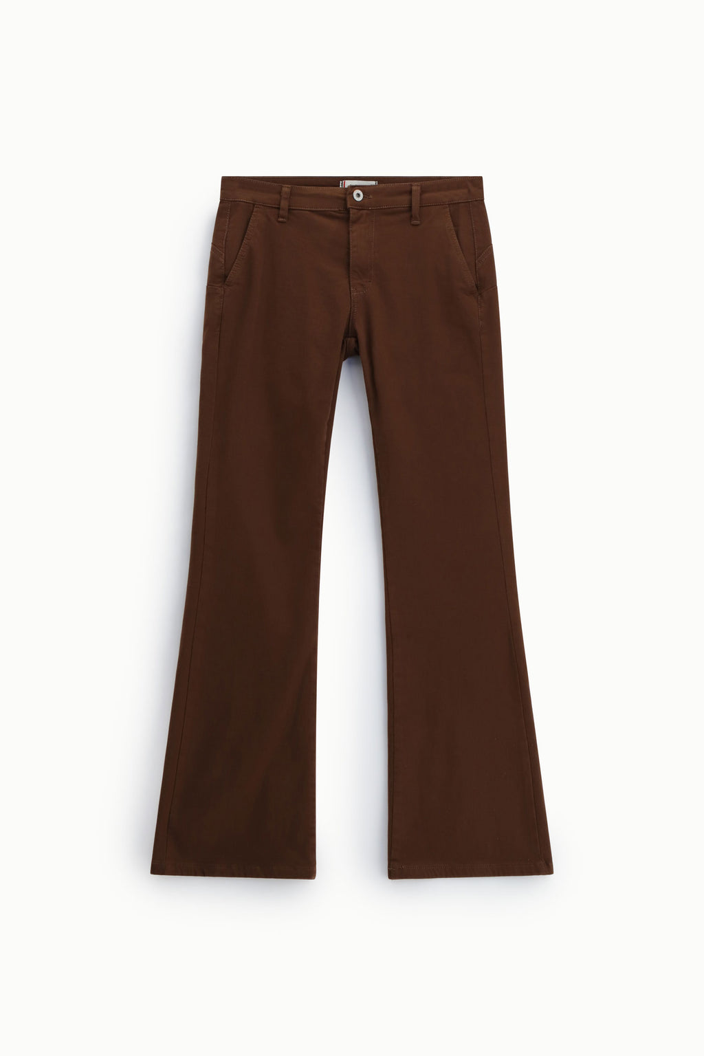 Pantaloni flare fit con fondo svasato e tasche chino Please - Brown