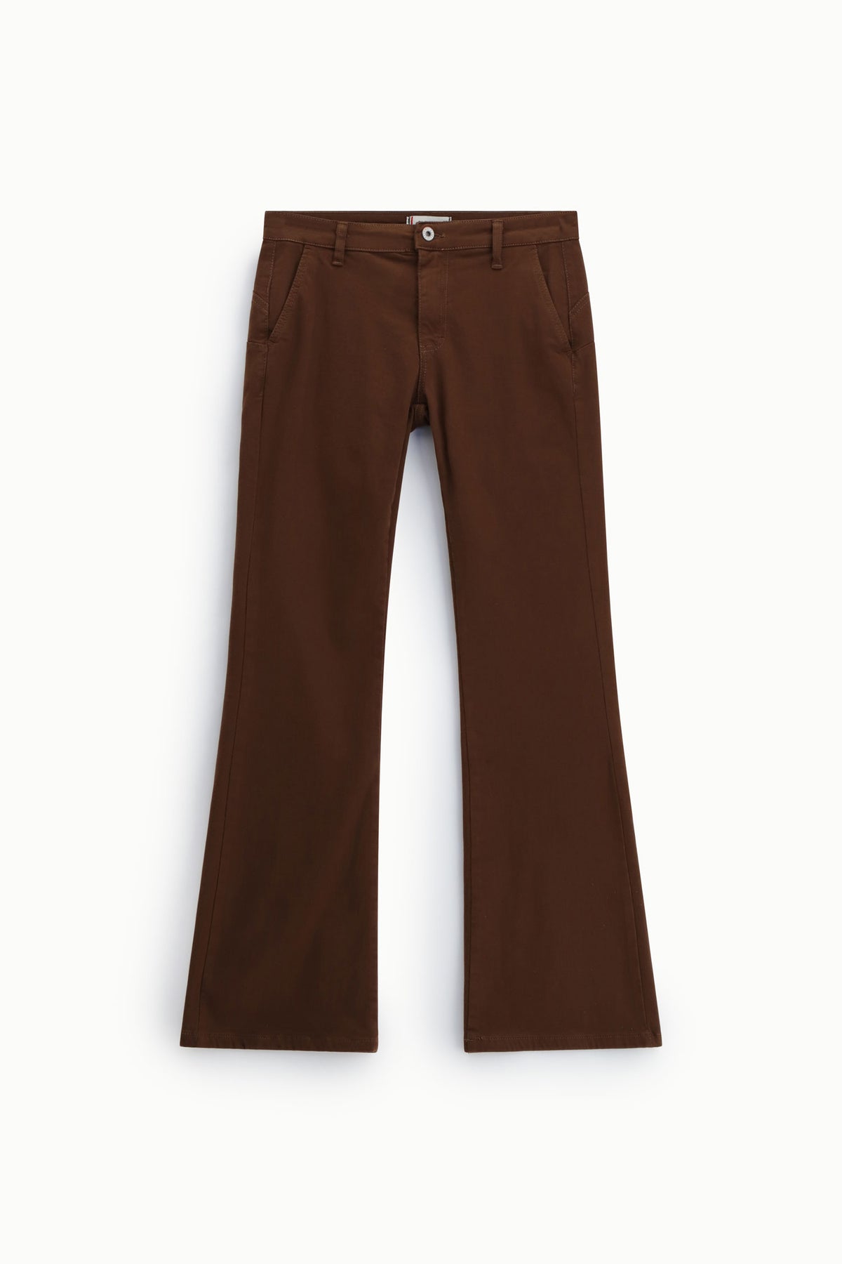 Pantaloni flare fit con fondo svasato e tasche chino Please - Brown