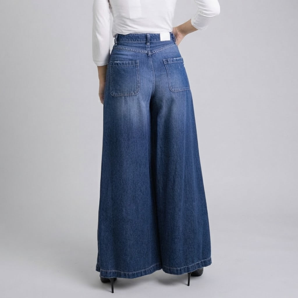 Jeans Palazzo Please  Scuro Lavato - Denim